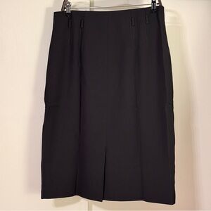 Tailored Front Slit Black Pencil Skirt with Crystal Decorated Belt